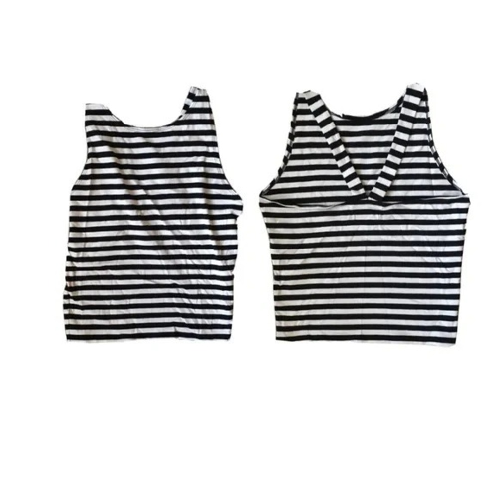 Abercrombie And Fitch Black And White Striped Crossback Cropped Tank Size M